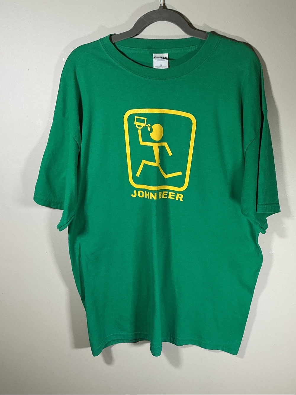 Funny “John Beer” Parody Graphic T-Shirt Green XL Father’s Day Beer Tee